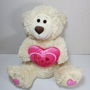 Valentine Teddy Bear Plush Pink Heart Be Mine Stuffed Animal 16" Dream USA